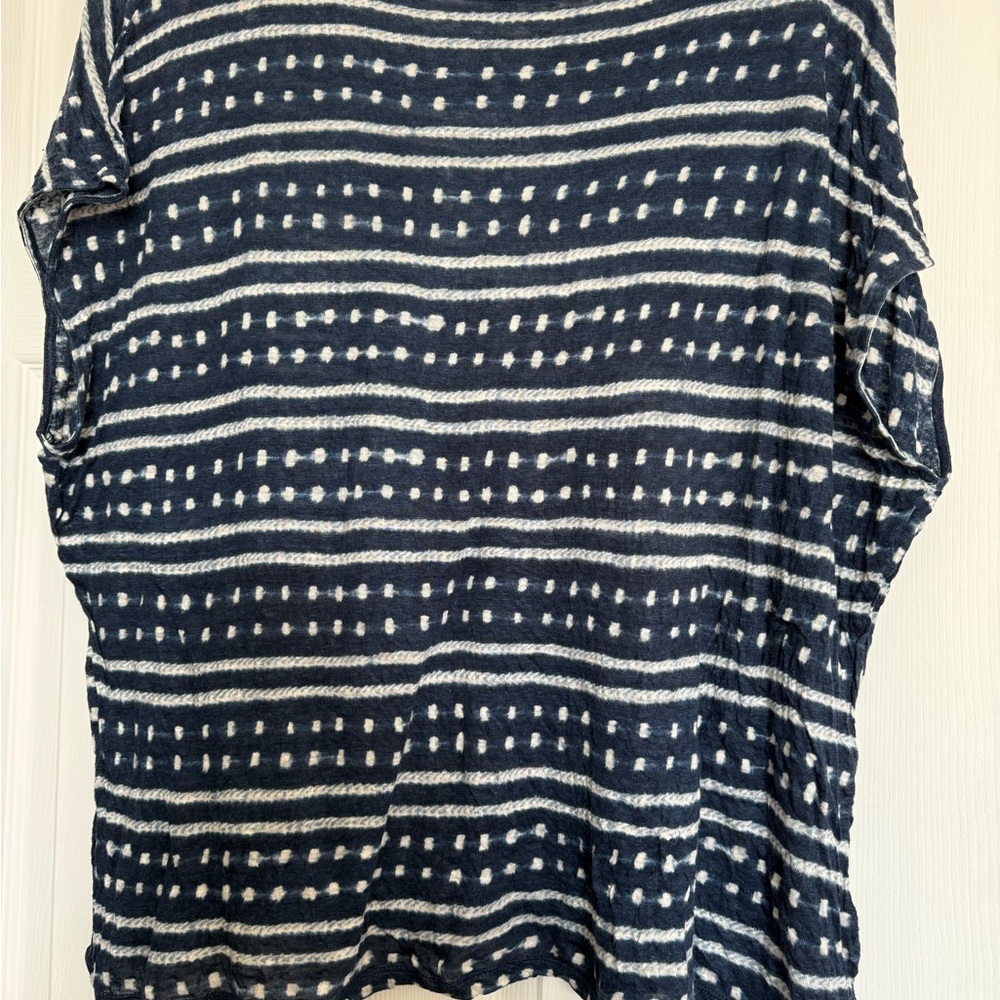 Ralph Lauren Navy and Cream Patterned Tee, size 2X